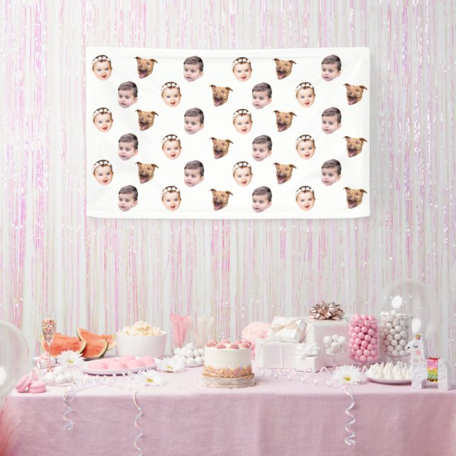 Lona Cara personalizado, regalo familiar único 3 fotos  (Fiesta)