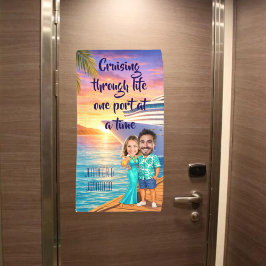Lona Caricatura Personalizada de Pareja en la Puerta de