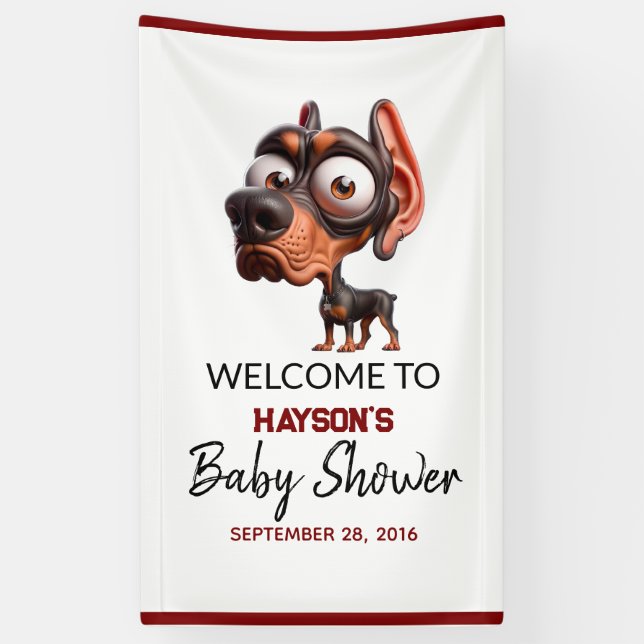 Lona Caricaturas de perro lindo Baby Shower para niño (Vertical)