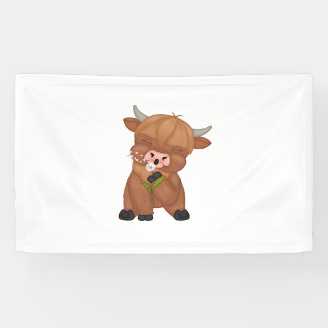 Lona Carne Highland Cow y Dandelion Puff Classic T-Shir (Horizontal)