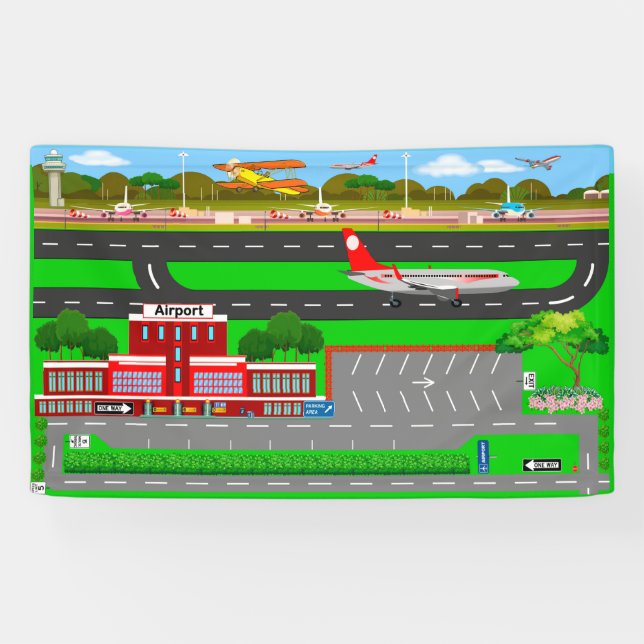 Lona Carreteras del aeropuerto para coches de 3' x 5' (Horizontal)