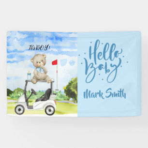 Lona Carrito de Golf con el texto Hola Bebé para golfis