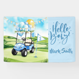 Lona Carro de Golf con texto Hola Bebé para golfista ni