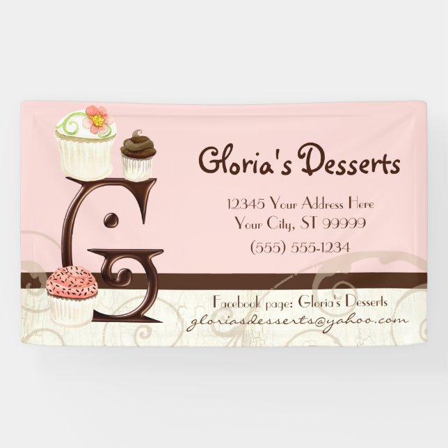 Lona Carta G Pastel de postres Panadería Banner Comerci (Horizontal)