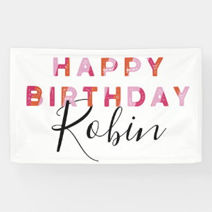 Lona Cartas rosas estilo simple Cumpleaños personalizad