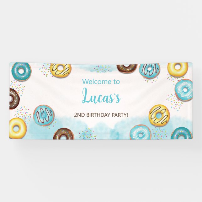 Lona Cartel "Bienvenidos" para el primer cumpleaños. (Horizontal)
