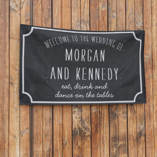 Lona Cartel Boda de Chalkboard de bienvenida personaliz