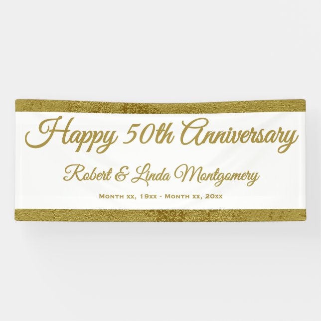 Lona Cartel de 50 años, oro y blanco (Horizontal)