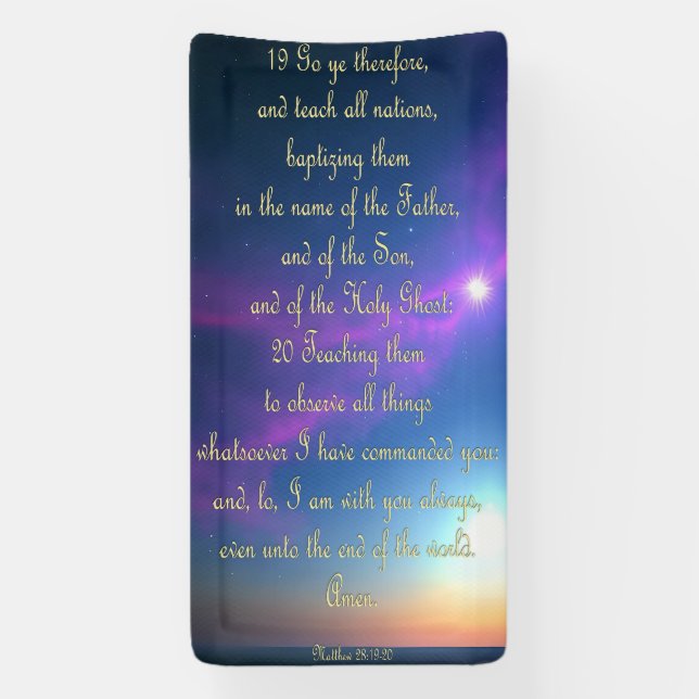 Lona Cartel de aliento - Mateo 28:19-20 (Vertical)