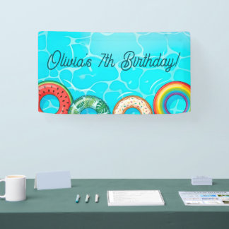 Lona Cartel de anillos de natación coloridos para fiest