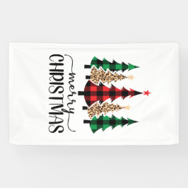 Lona Cartel de Árboles de Plástico Verde Rojo Feliz Nav