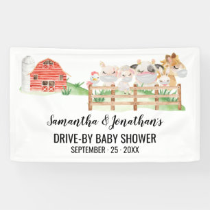 Lona Cartel de Baby Shower Farm Baby Animals