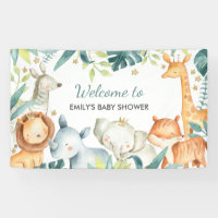 Cartel de Baby Shower salvaje de Safari Watercolor