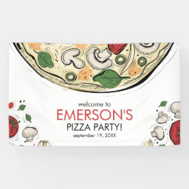 Lona Cartel de bienvenida al cumpleaños del Fiesta Pizz