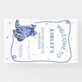 Lona Cartel de bienvenida azul para la fiesta de fin de