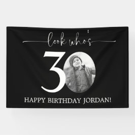 Lona Cartel de Bienvenida Cumpleaños 30 Negro | Mira Qu