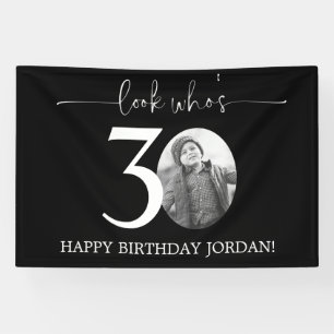 Lona Cartel de Bienvenida Cumpleaños 30 Negro Mira Qu