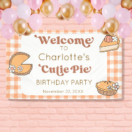 Lona Cartel de Bienvenida Cumpleaños Calabaza Cutie Pie