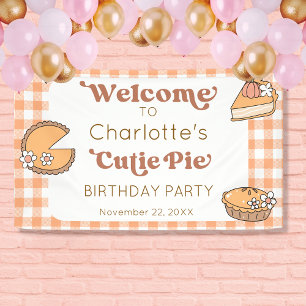 Lona Cartel de Bienvenida Cumpleaños Calabaza Cutie Pie