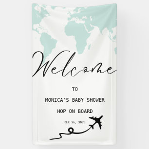 Lona Cartel de bienvenida de Baby Shower Boy Ticket de