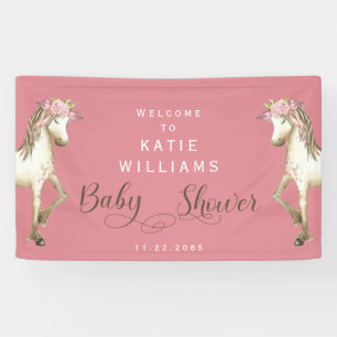 Lona Cartel de bienvenida de Baby Shower color rosa pur