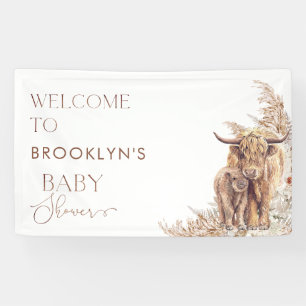 Lona Cartel de bienvenida de Baby Shower de Pampas Boho