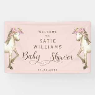 Lona Cartel de bienvenida de Baby Shower rosado lindo, 