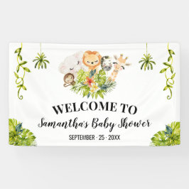Lona Cartel de bienvenida de Baby Shower Safari Animals