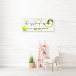 Lona Cartel de bienvenida de Baby Shower verde de Apple