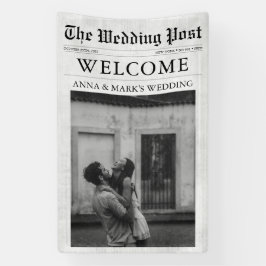 Lona Cartel de Bienvenida de Boda con Foto Divertida Ún