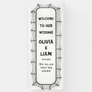 Lona Cartel de bienvenida de boda de Halloween gótico, 