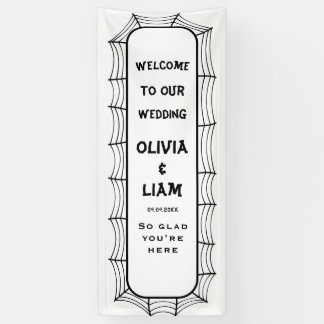 Lona Cartel de bienvenida de boda de Halloween gótico,