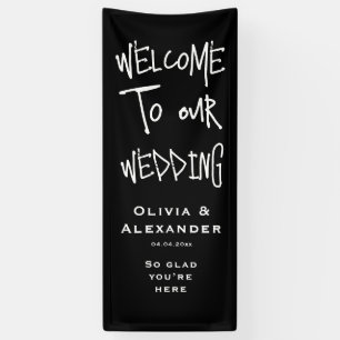 Lona Cartel de bienvenida de boda de Halloween negro gó