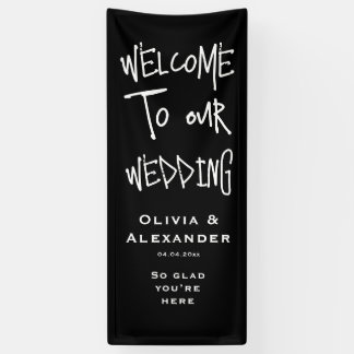 Lona Cartel de bienvenida de boda de Halloween negro gó