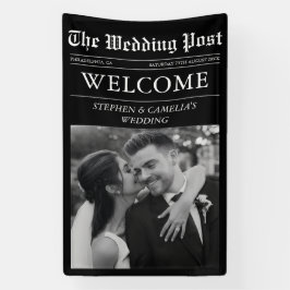 Lona Cartel de bienvenida de boda de periódico editoria