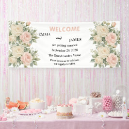 Lona Cartel de bienvenida de boda minimalista de eucali