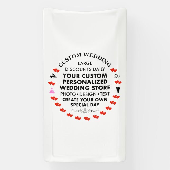 Lona Cartel de bienvenida de boda personalizada 3' x 1. (Vertical)