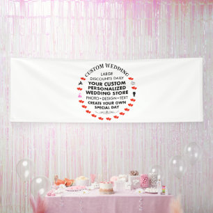 Lona Cartel de bienvenida de boda personalizada 4' x 12