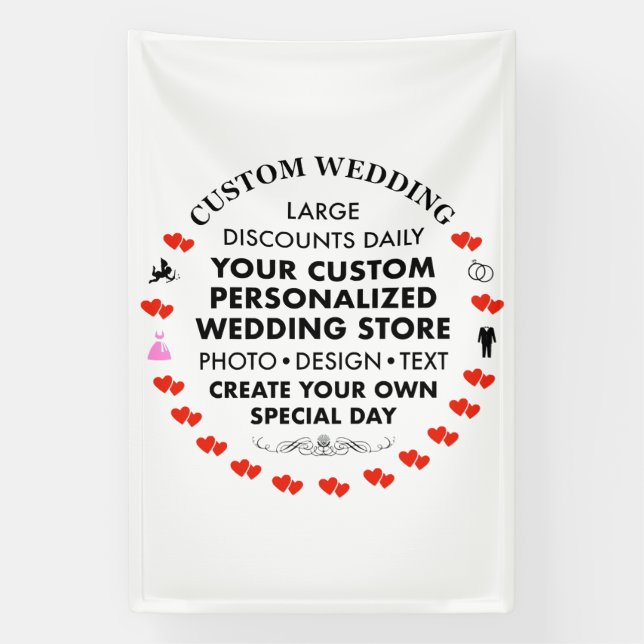 Lona Cartel de bienvenida de boda personalizada de 6' x (Vertical)