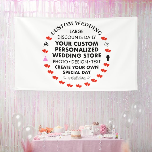 Lona Cartel de bienvenida de boda personalizada de 6' x (Fiesta)