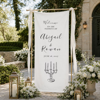 Lona Cartel de bienvenida de boda personalizado minimal
