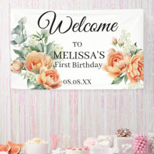 Cartel de bienvenida de cumpleaños con vegetación 