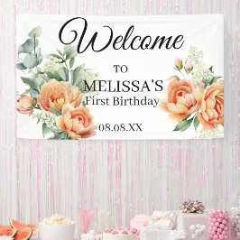 Lona Cartel de bienvenida de cumpleaños con vegetación 