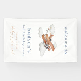 Lona Cartel de bienvenida de cumpleaños del avión acuar