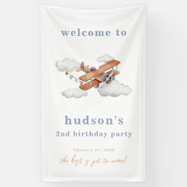 Lona Cartel de bienvenida de cumpleaños del avión acuar