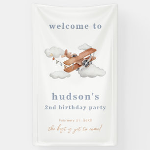 Lona Cartel de bienvenida de cumpleaños del avión acuar