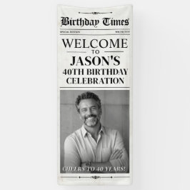 Lona Cartel de Bienvenida de Cumpleaños en Periódico Pe