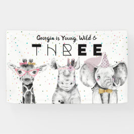 Lona Cartel de bienvenida de cumpleaños para animal de 