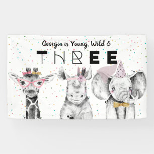 Lona Cartel de bienvenida de cumpleaños para animal de 