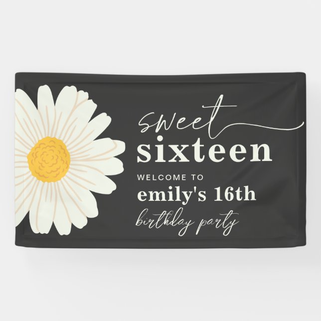 Lona Cartel de bienvenida de Daisy 16th Birthday (Horizontal)
